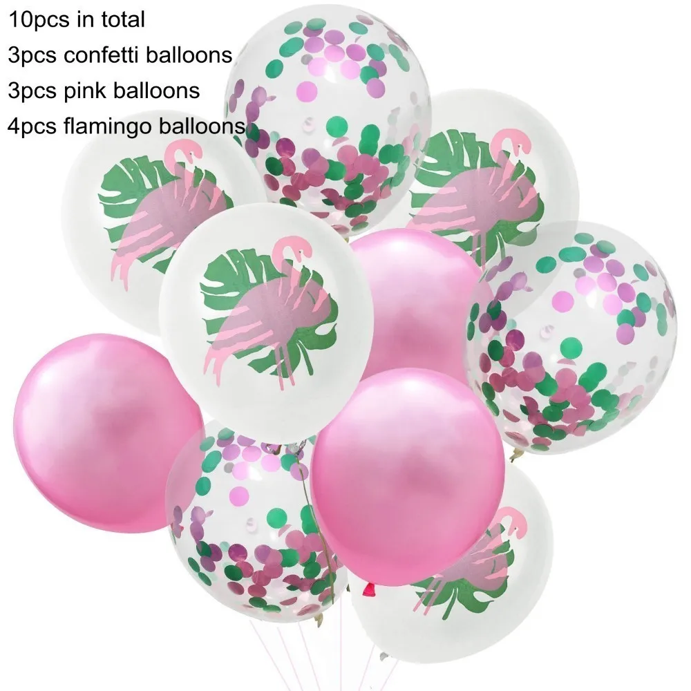 1 комплект летних баннеров с Фламинго Алоха/воздушные шары с фруктами для детей, день рождения/свадебные украшения, тропические Гавайские вечерние принадлежности - Цвет: pink multi confetti