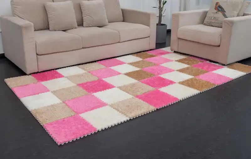 9pcs Home Room Decoration Soft Carpet Puzzle Mats Non Toxic Shaggy