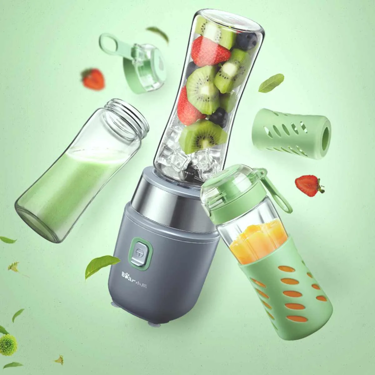 

300W Portable Electric Juicer Bottle Kitchen Fruit Vegetable Blenders Multifunction Mixer Machine Smoothie Maker 500ml+500ml
