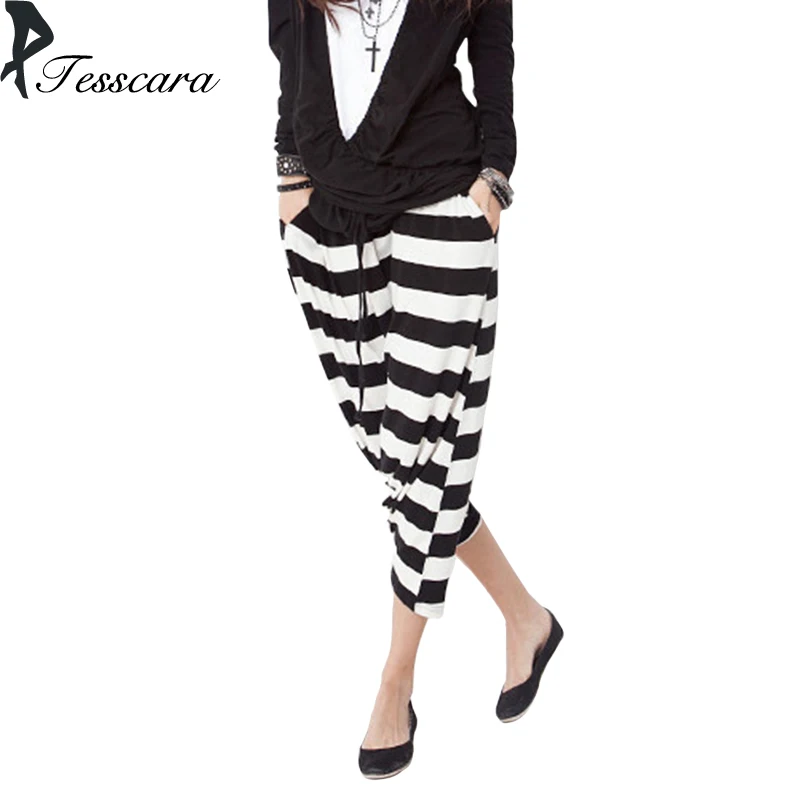 Brand Women Fashion Hip Hop Pants Female Loose Drawstring Striped Black Dance Bottoms One size Yong Girl Pants$capris Brand Women Fashion Hip Hop Pants Female Loose Drawstring Striped Black Dance Bottoms One size Yong Girl Pants$capris