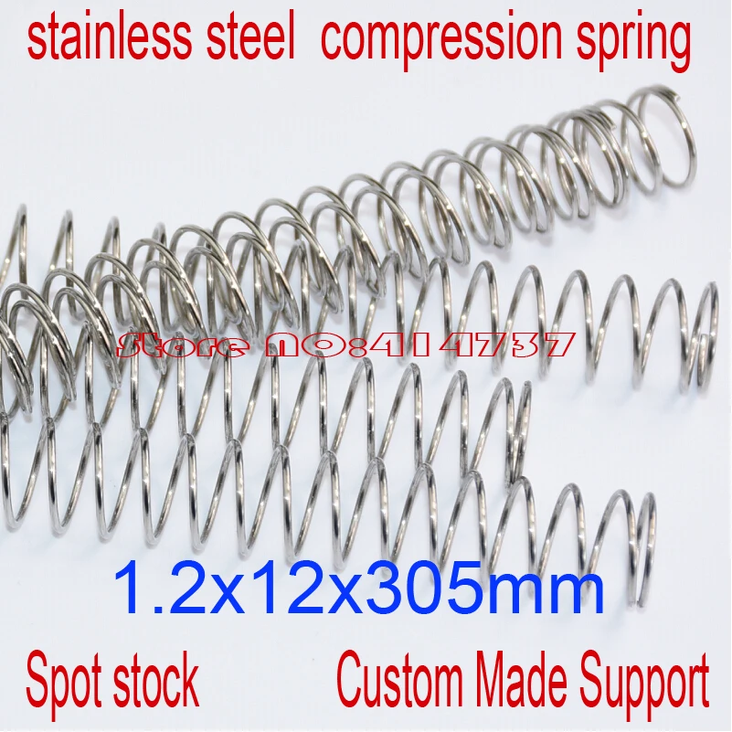 

5pcs 1.2*12*305mm stainless steel spot spring 1.2mm wire hammer spring Y type compression spring pressure spring OD=12mm