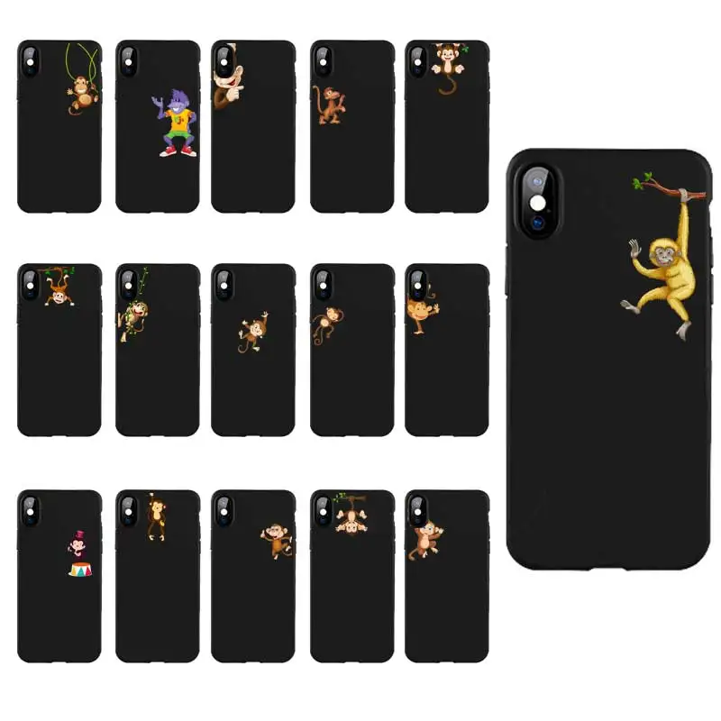 M205 милый черный силиконовый чехол с обезьянкой для Apple iPhone 11 Pro XR XS Max X 8 7 6 6S Plus 5 5S 5G