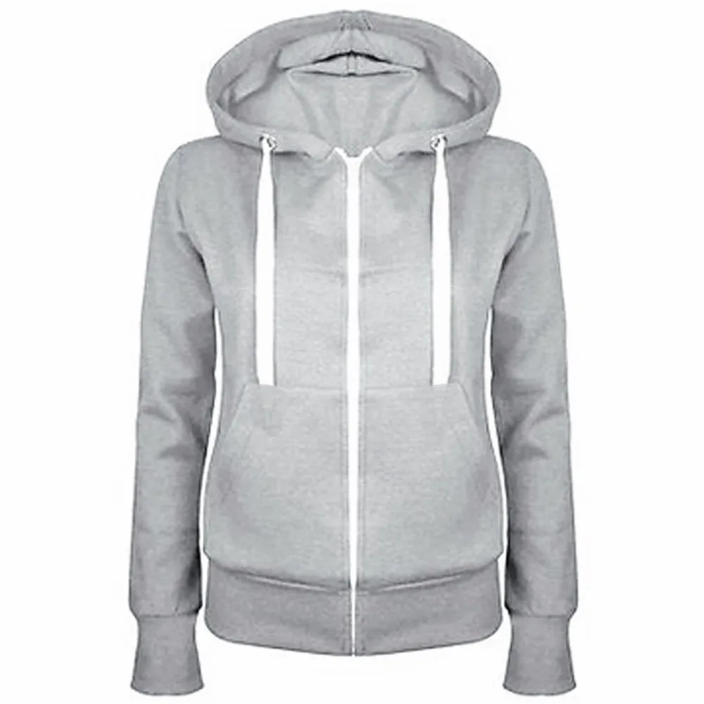 Женские толстовки с капюшоном зима-осень женские толстовки теплые Slim fit сплошной Цвет Outerwears молния Тип манжеты затянуть пальто