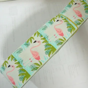 

1-1/2'' 38mm Wide FLAMINGO Dog Collar Jacquard Ribbon
