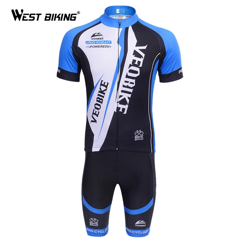 VEOBIKE брендовая мужская одежда для велосипеда с 3D гелевой подкладкой, комплект из короткой Джерси для велоспорта, футболки для велоспорта, облегающий костюм для горной дороги, велосипедная спортивная одежда - Цвет: Blue White