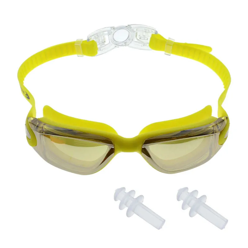 Взрослые УФ щит противотуманные очки плавание дайвинг регулируемые HD очки-черный