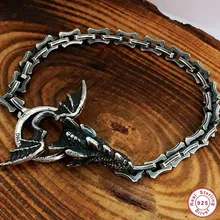 Таиланд 925 Серебряный браслет Дракон Винтажный серебряный дракон высокой пробы браслет натуральное чистое серебро Дракон мужской браслет угловая цепь