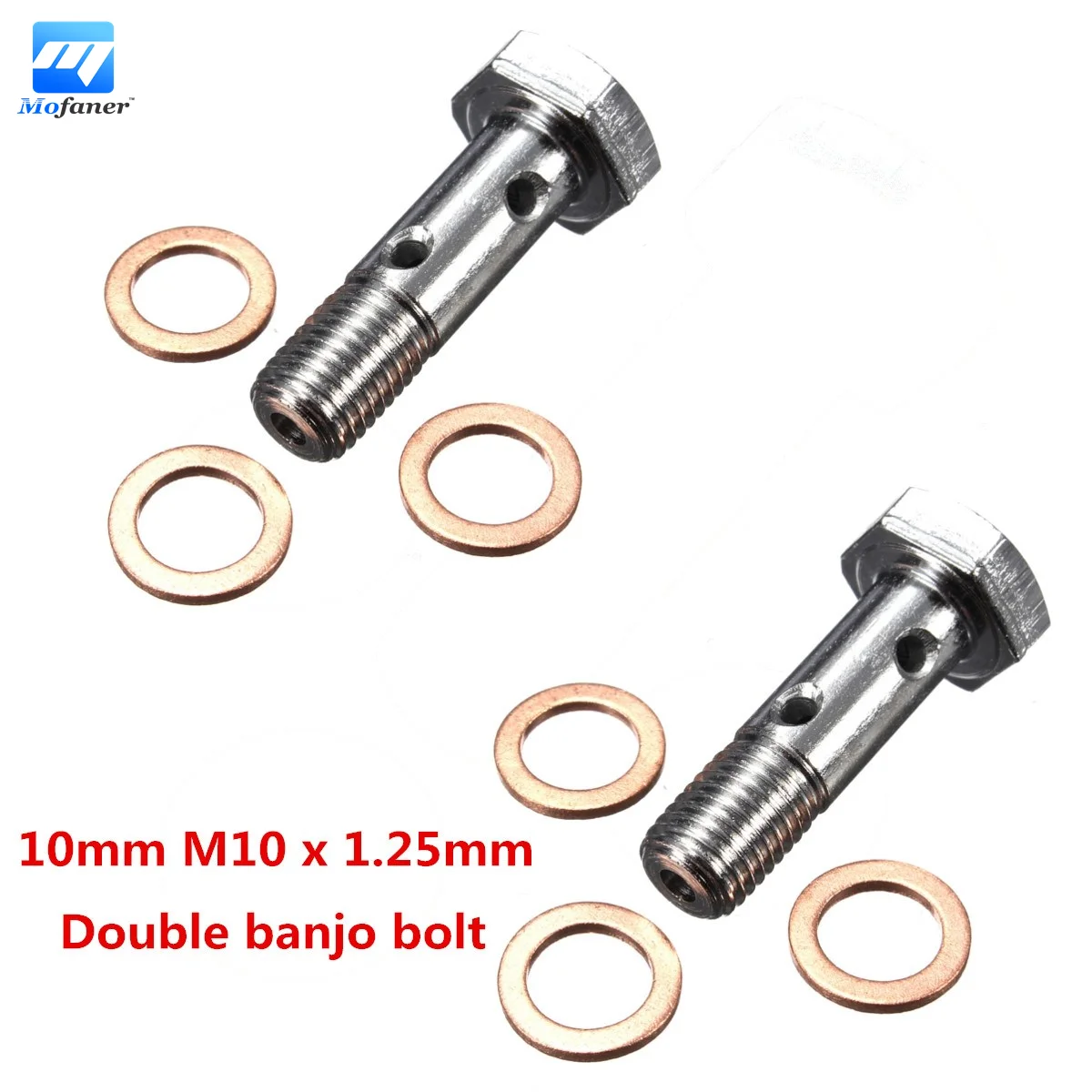 2 Set M10 x 1.25mm Motorcycle Brake Caliper Master Cylinder Stainless