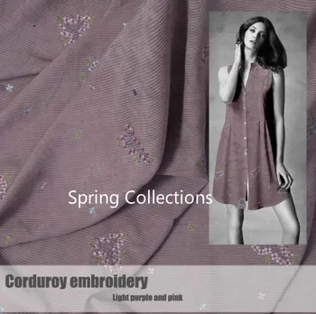 

150*100cm Polyester+ Nylon Fabric Patchwork Corduroy with Embroidered Fabric Sewing Material DIY Suit Clothes Dress 300g/meter