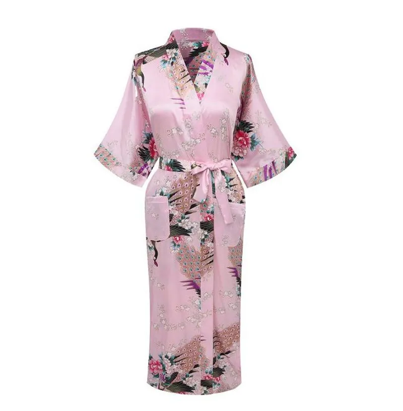 Сексуальный цветочный женский шелковый халат кимоно платье невесты свадебное банное платье длинная ночная рубашка с принтом пижамы плюс размер XXXL - Цвет: 3