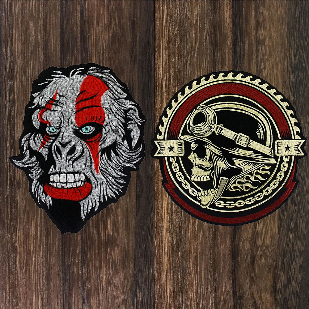 Gear Skull Sketon Patches Gorrila Head аппликация с железной вышивкой байкерские наклейки одежда куртка мотоцикл значок для рюкзака 1 шт