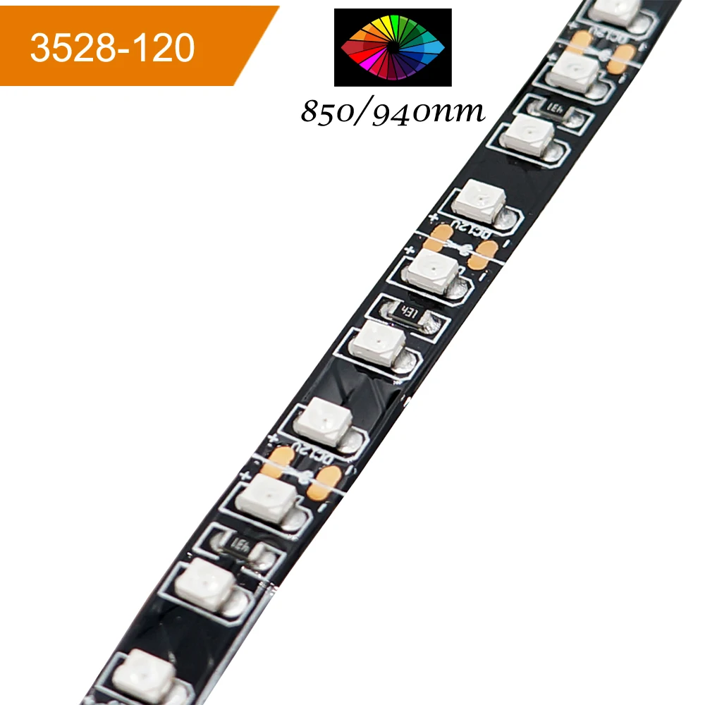 Veeny инфракрасный 850nm гибкий светодиодный полосы 120 светодиодный s 9,6 Вт/м 8mm-wide инфракрасный светодиодный светильник дополнение полосы светильник для камеры видеонаблюдения