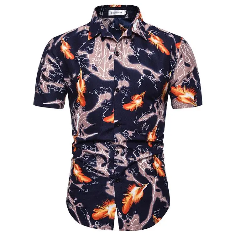 

Flower Social Men Shirt Casual Blouse Men's clothing Slim Summer Dress Men shirt Hawaiian Style New