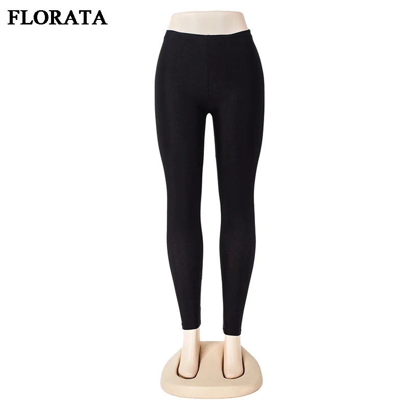 

FLORATA New Summer Fashion Women Plus Size Black Leggings Elastic Push Up Sexy Slim Trousers Bodybuilding