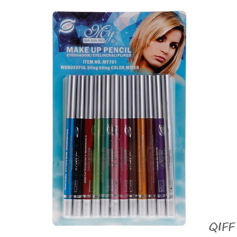 

Professional Eye Shadow Lip Liner Eyeliner Pen Pencil Makeup 1 Set 12 Color
