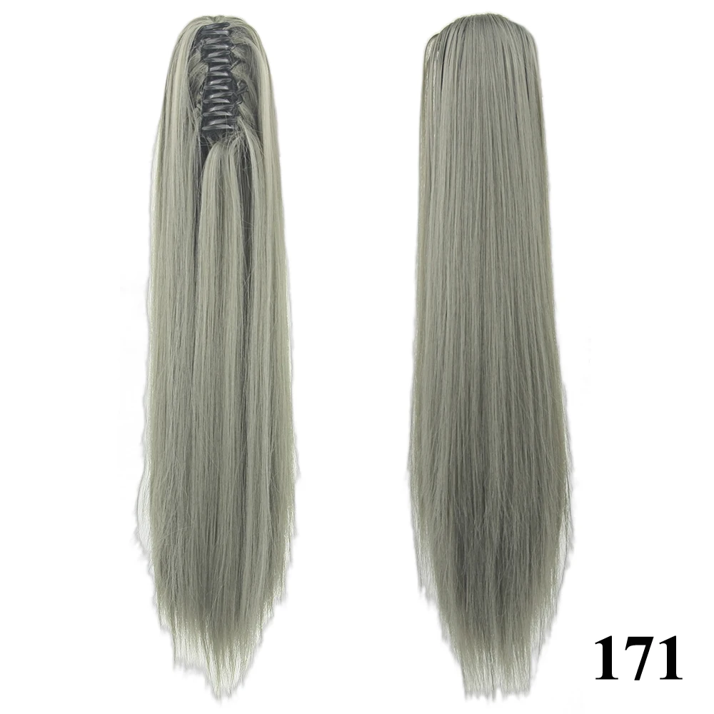 Soowee прямые длинные накладные волосы на заколках, блонд, черный, маленький конский хвост, высокотемпературное волокно, синтетические волосы на заколках, конские хвосты - Цвет: 171