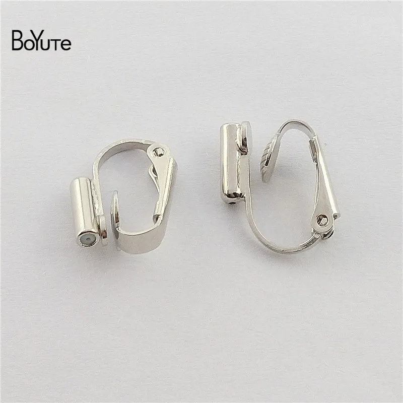 BoYuTe 5 Pairs 4 Colors 1316MM Metal Brass Adjustable No Pierced Ear Clip Diy Earring Converter Jewelry Accessories (10)