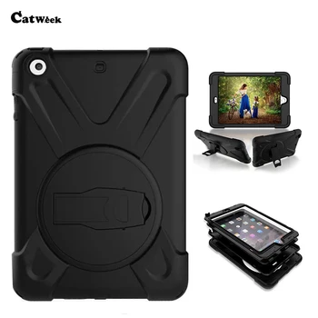 

Mini 2 3 Heavy Duty Tablet Case Fundas Silicon Armor Back Cover for iPad Mini 2 3 Mini2 Mini3 360 Degree Protective Stand Skin