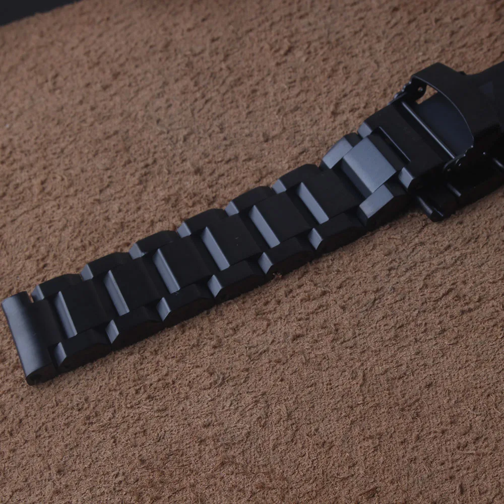 

High Quality Matte Metal Stainless steel Black wrist Watchbands Strap Bracelet Safety fold Deployment Buckle 18mm 20mm 22mm 24mm