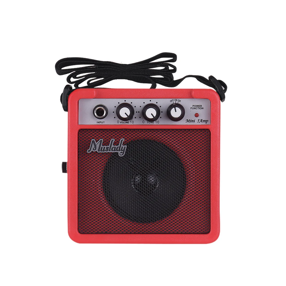 Muslady 5 Вт гитарный усилитель динамик с 3,5 мм и 6,35 мм входами 1/4 дюймов выход поддерживает регулировку громкости - Цвет: Red