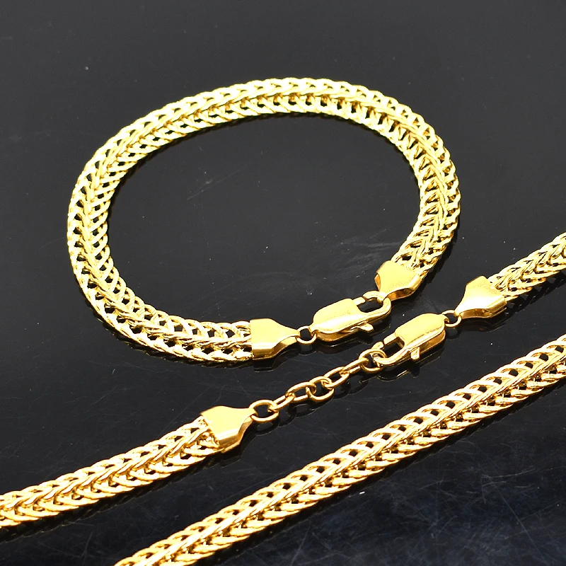 AMUMIU Новое поступление женские модные ювелирные изделия звено цепи ожерелье браслет наборы высокое качество HZTZ128