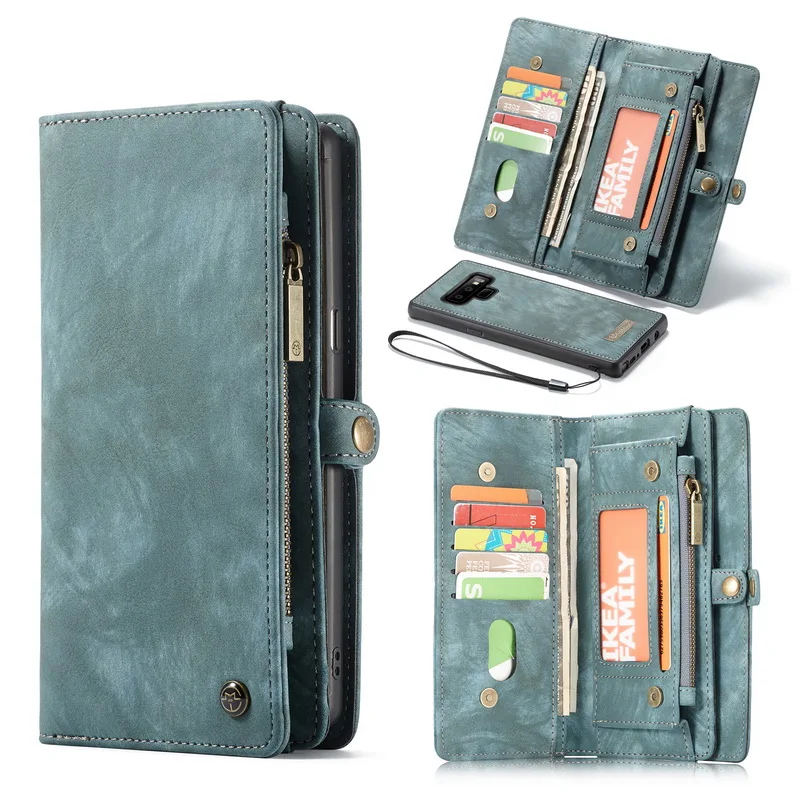 Роскошные кожаные молния многофункциональный бумажник чехол для samsung Galaxy Note 9 8 S9 держатель для карт чехол для samsung S8 S9 плюс s7 край - Цвет: Green