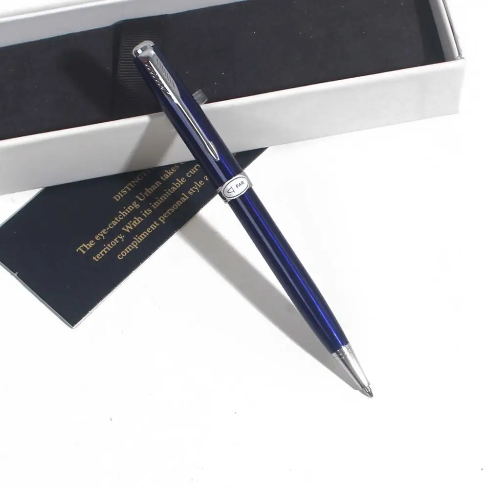 Sonneting Ручка-роллер металлическая ручка школы офиса классическая золотая черная золотая ручка с зажимом подарок с коробкой Черный - Цвет: Blue Silver Clip