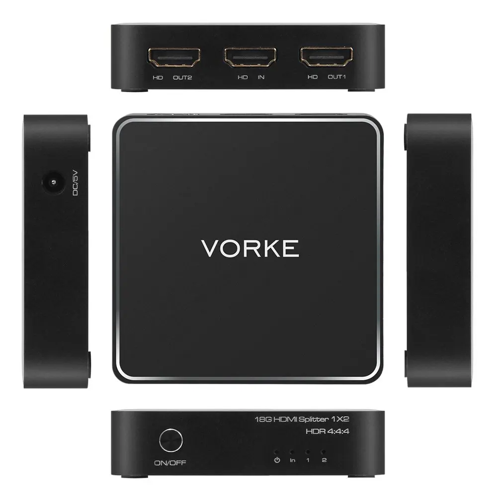 [В наличии!] vorke HD12 HDMI 2.0b Splitter 1 в 2 из 4K @ 60 Гц RGB YUV4: 4: 4 18 Гбит/с HDR 3D Поддержка s PCM Dolby
