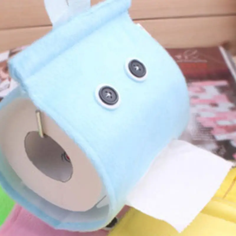 Creative Cute Cartoon Plush Big Eyes Hanging Tissue Holder Wall-Mounted Cloth Craft Toilet Roll Paper Case Napkin Container Box