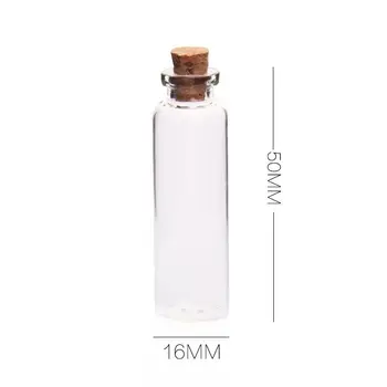 

100pcs/lot 16*50mm 5ml Cute Mini Clear Cork Stopper Glass Bottles Vials Jars Containers Small Wishing Bottle Home Wedding Decor