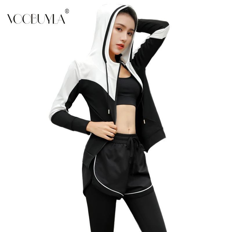 Voobuyla/комплект из 3 предметов женский костюм для йоги одежда фитнеса спортивная