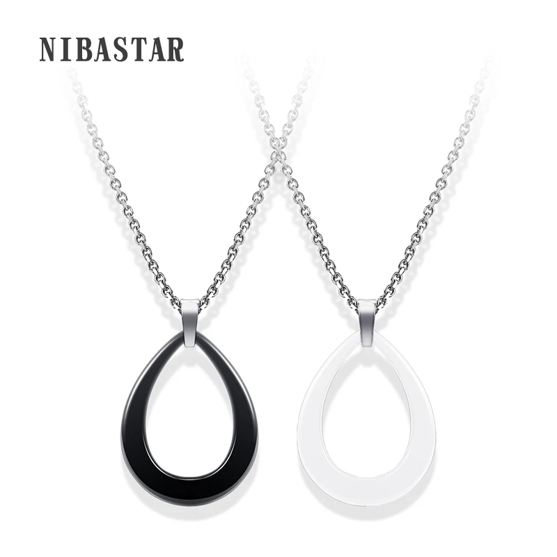 

New Arrival Simple Style Heart Shape White Black Ceramic Women Necklace Bijoux Pendant New Fashion Jewelry Classic Cute Gift