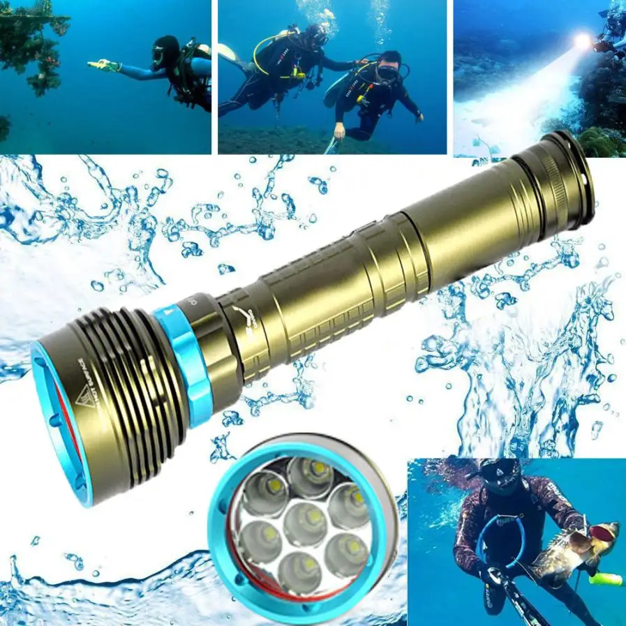 

NEW Scuba Diving Flashlight 3X18650/26650 Torch Underwater 200m 20000LM 7x XM-L2 LED Protable Light N24