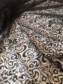 

5 Yards/lot glitter style French Tulle Net fancy yaking-138 african glued glitter lace fabric in silver For party Dress