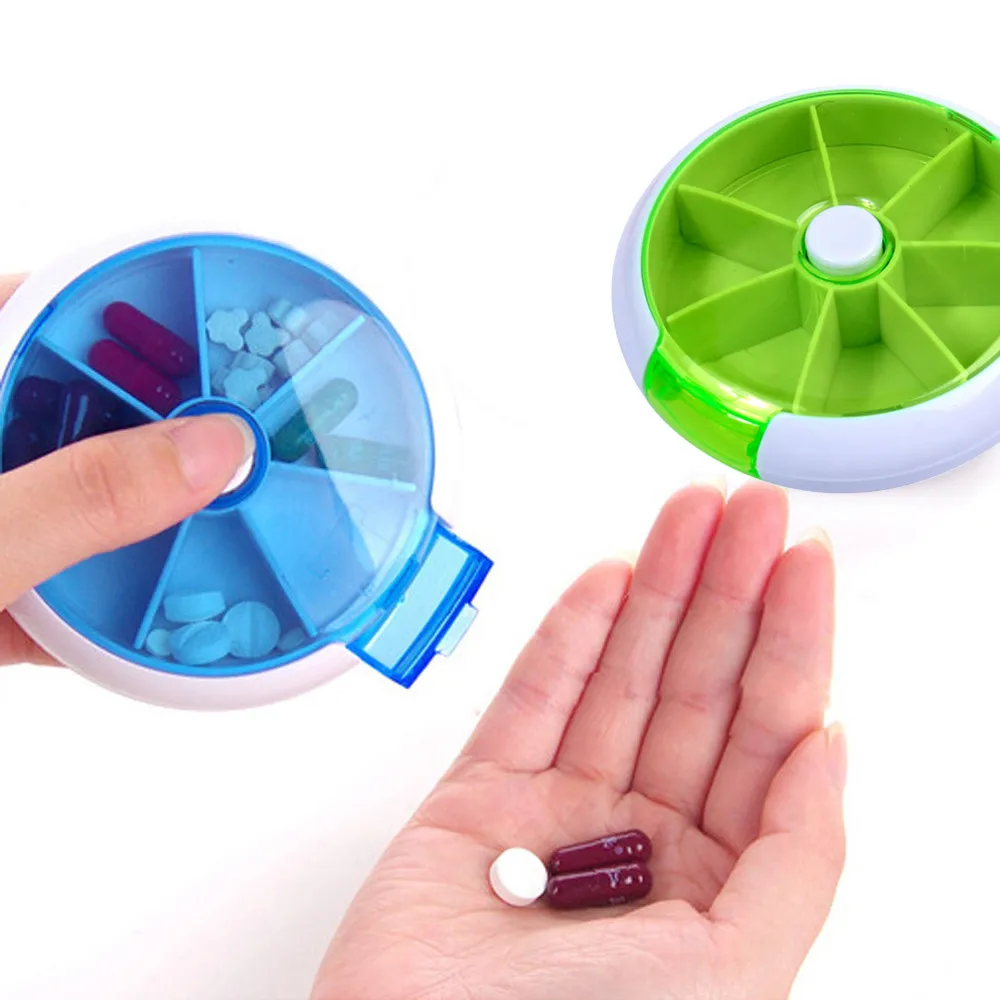 Cute 7 Day Round Medicine Pill Vitamin Box Case Storage Dispenser