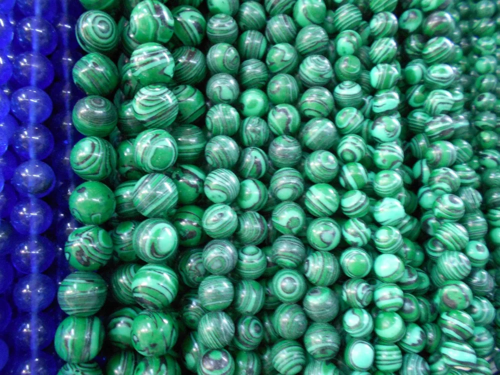 

Free Shipping Natural Stone Synthetic Malachite Round Loose Beads 15" Strand 3 4 6 8 10 12 14MM Pick Size For Jewelry