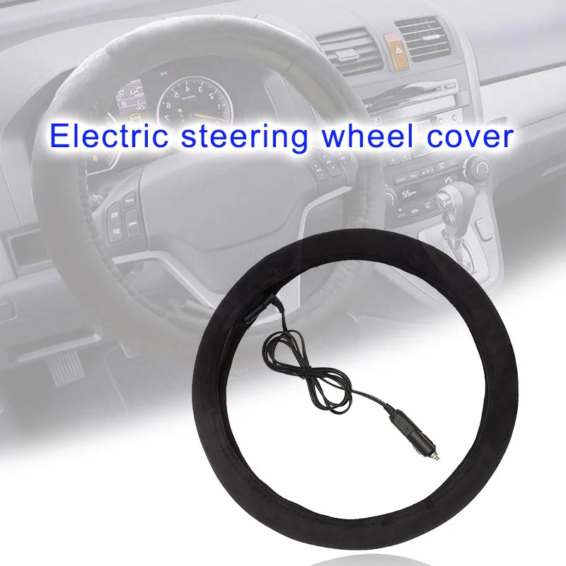 

2018 12V Plush Heated Steering Wheel Cover Case Winter Warm for Universal Cars CSL88