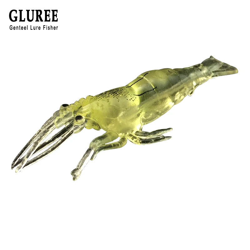 

GLUREE 10Pcs/Lot Fishing Lures Simulation Shrimp Bait 4cm Soft Lure Transparent Color Fishy Smell Artificial Bait Fishing Tackle