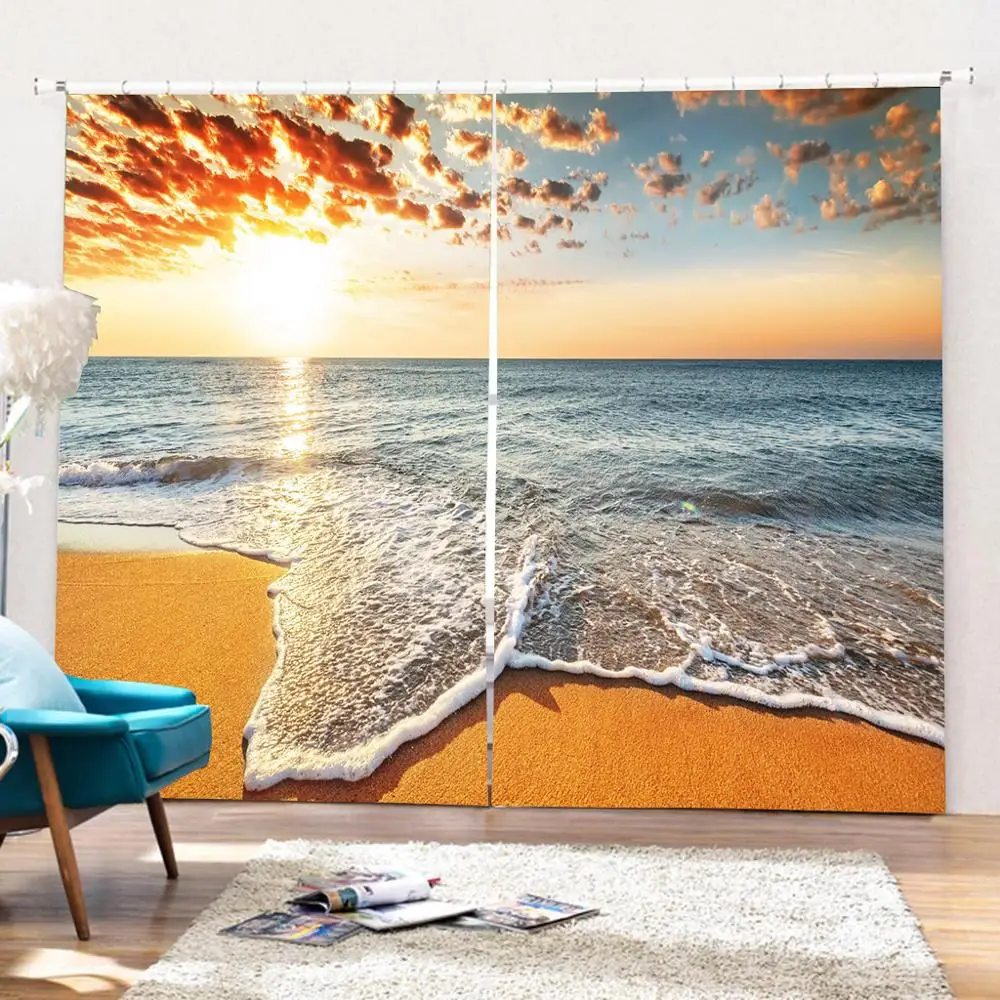 

Wonderful Scenery Curtains Sunset Lake View Curtain Home Bedroom Living Room Decoration Digital Printing Can Be Customized