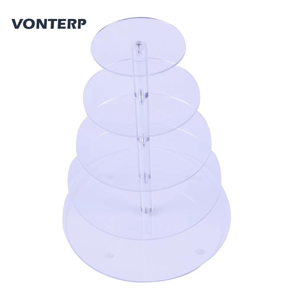 

HMROVOOM Transparent 1 PCS Round 5 Tier clear Acrylic Cupcake Display Stand /acrylic cake stand/acrylic cupcake rack