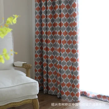

Boreal Europe style shade curtains geometric pattern printing curtains blackout curtains for bedroom and living room