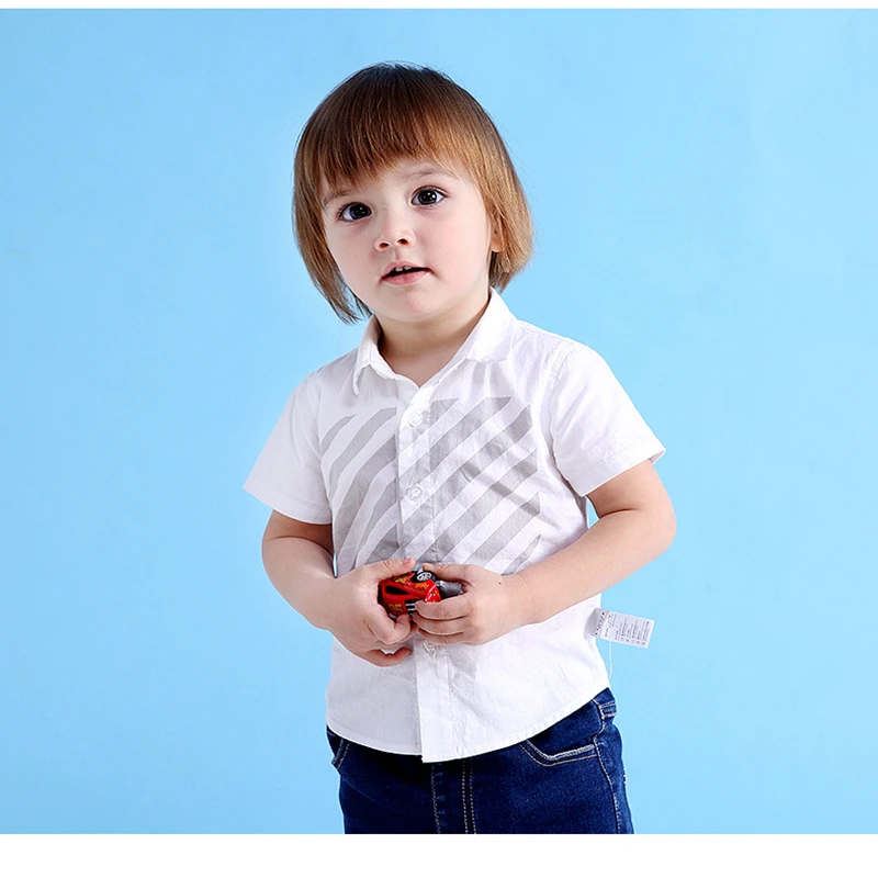 

New 2018 Brand Summer Cotton Baby Boys Clothing Children Kids Clothes Gentleman Striped shirt Short Sleeve t shirt for 2-6 years