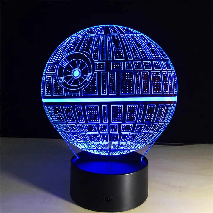 Ночники 3D Death Star оптическая визуализация иллюзионная лампа Звездные войны DS