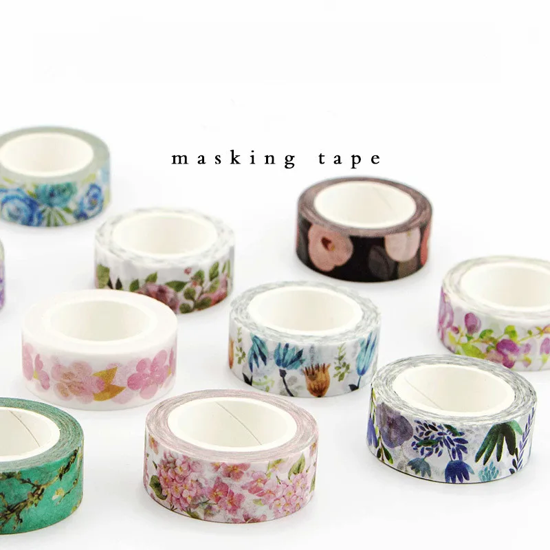 

1.5cm Wide Flowers collect Kawaii Planner Handbook Decorative Paper Washi Masking Tape School Supplies Stationery