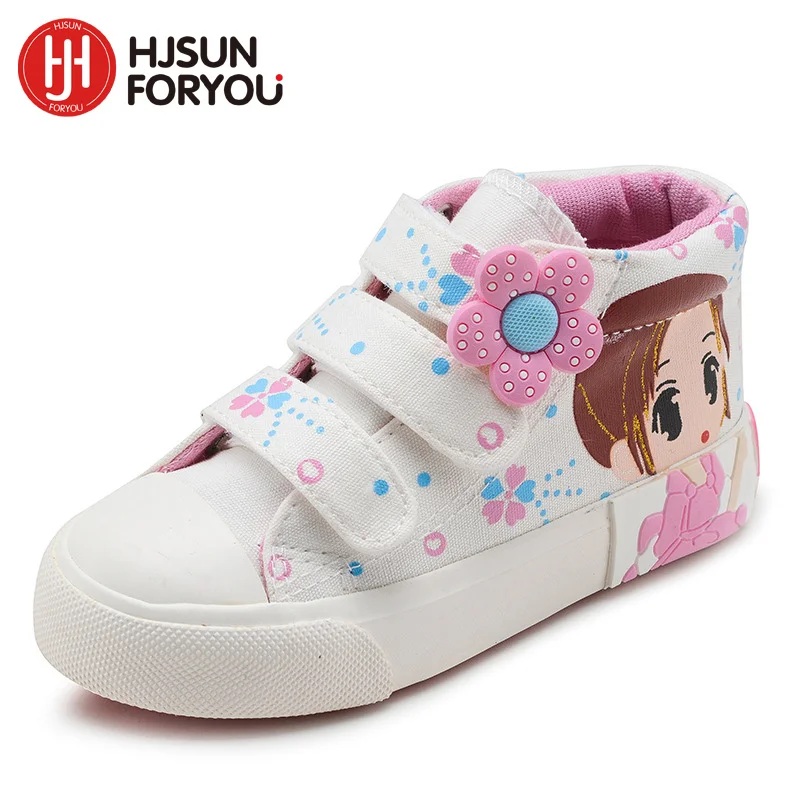 Весенне-Осенняя детская парусиновая обувь; модные кроссовки для девочек; 3 цвета; Высокая Повседневная обувь для малышей; дышащая обувь принцессы