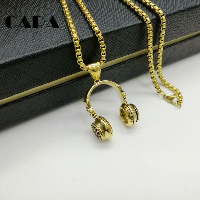 Hip Hop Jewelry Men Necklace 316L Stainless Steel Music Headphone Pendant Necklaces 2019 Fashion Cool Mens Jewelry CARA125