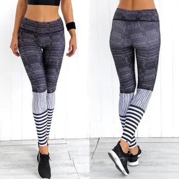 

New Women Fitness Leggings Push-Up Strip Dot Print Skinny Pants Sexy Trousers High Waist Casual Ladies