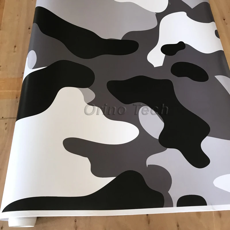 

Black White Grey Snow Camo Vinyl Foil Car Wrap Arctic Printed Camouflage Scooter Motorcycle DIY Sticker Film ORINO CAR WRAPS