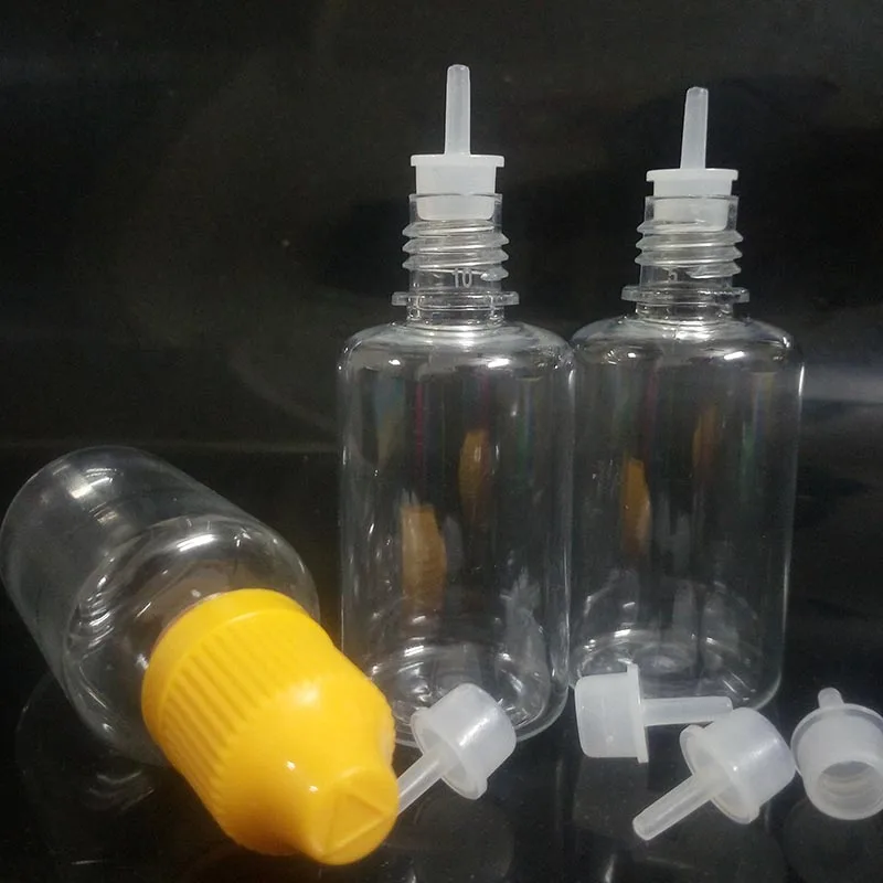 100pcs 30ML PET E Liquid Bottle Plastic Clear Dropper Bottles With ChildProof Cap and long thin tips for eye vape Nail Gel