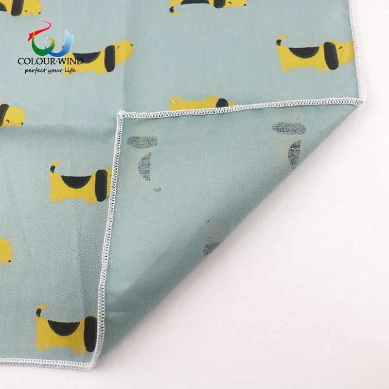Men's Top Cotton Pocket Square 22*22CM Penguin Lion Cat Printed Handmade Cartoon Handkerchief Elegant Fashion Men Tie Suit